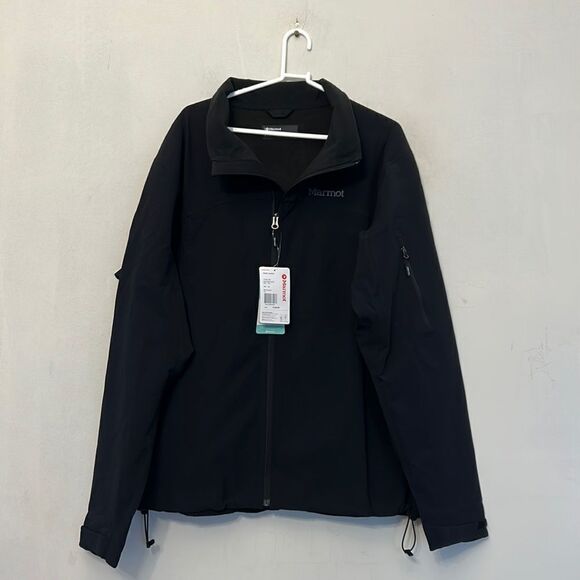 Marmot black water repellant zippered hand pockets Alsek jacket Size XL New - Picture 1 of 14